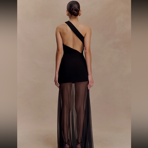 Meshki Black One-Shoulder Sheer Dress - Picture 4 of 6